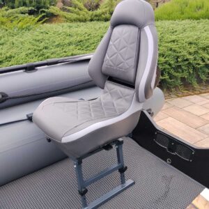 GRAY high-quality ergonomic chair from the manufacturer with a high back, marine vinyl for inflatable boats, PVC boats, RIb